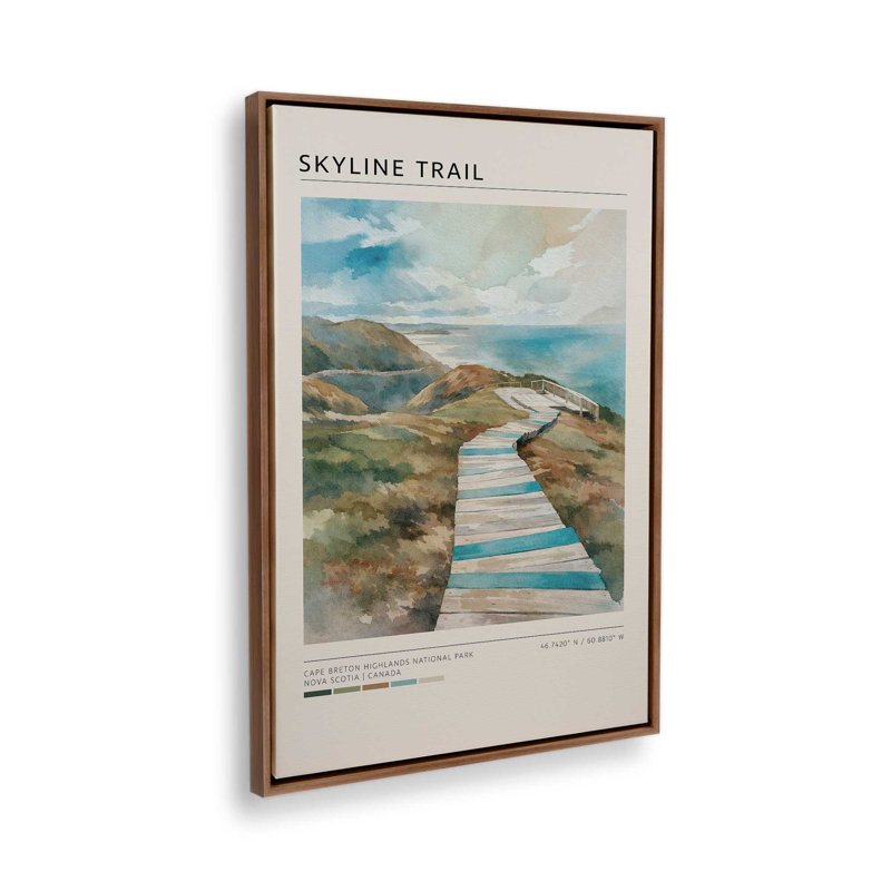 Impression sur toile, "Skyline Trail", Cadre flottant en noyer, 32 po x 48 po