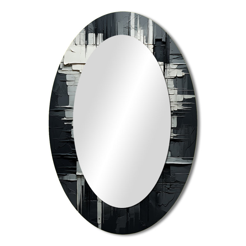 Siclen - Abstract Oval Decorative Mirror On Metal, 36" H x 24" W