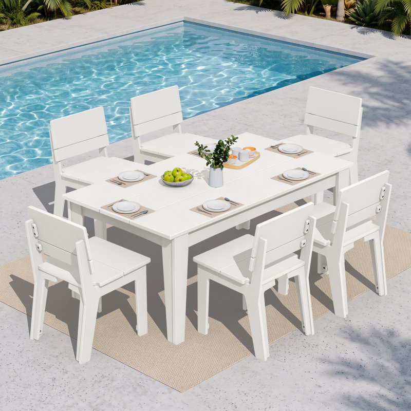 Chaises de salle à manger d'extérieur Planta en PEHD sans accoudoirs, résistantes aux intempéries (lot de 2), Blanc