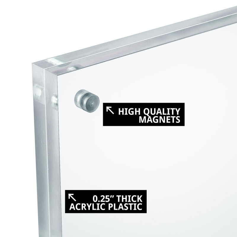 Slim Deluxe Acrylic Block Frame 8.5” x 11” on ½” Acrylic Base with Magnet Closure and Rubber Bumpers, Portrait/Vertical