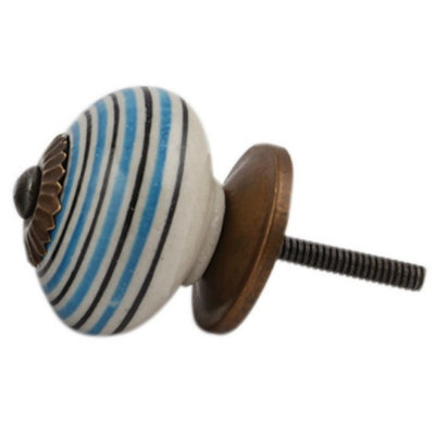 Set of 6 Striped Ceramic Knobs