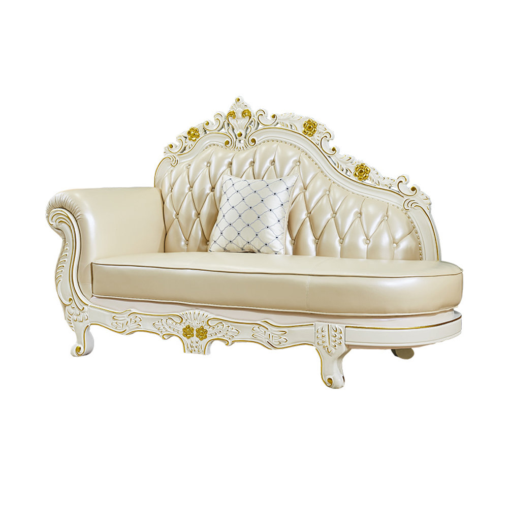 FURNITURE LEISURE, INC. European Solid Wood Leather Indoor Chaise