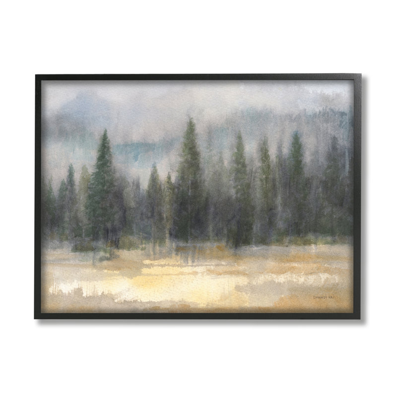 Abstrait pin brouillé, paysage de forêt, ferme surdimensionnée rustique surdimensionnée, estampe numérique, art texturé par Danhui Nai