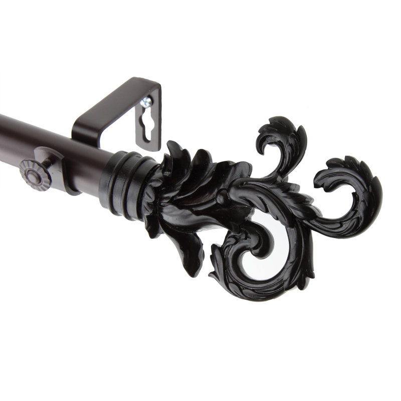Tringle à rideaux simple réglable, Acajou, H 1 po x l 84 po x P 3,63 po