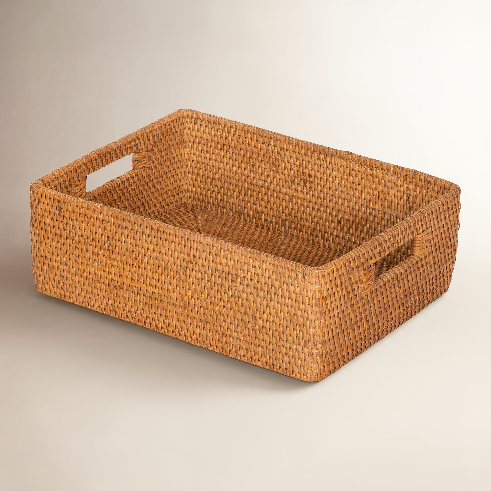 Bavan Rattan Basket With Handles 1, Honey Brown