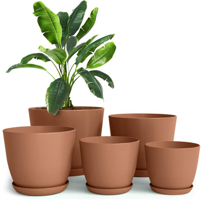Pots de fleurs d'intérieur avec drainage, ensemble de 5 pots de différentes tailles, en terre cuite