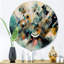Vert et jaune, expressions artistiques modernes I - art mural rond abstrait sur métal-88628464
