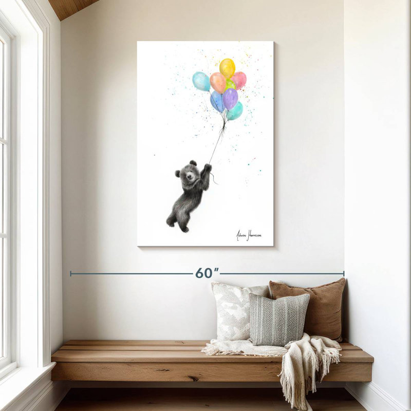 L'ours et les ballons, H 45 po x l 30 po