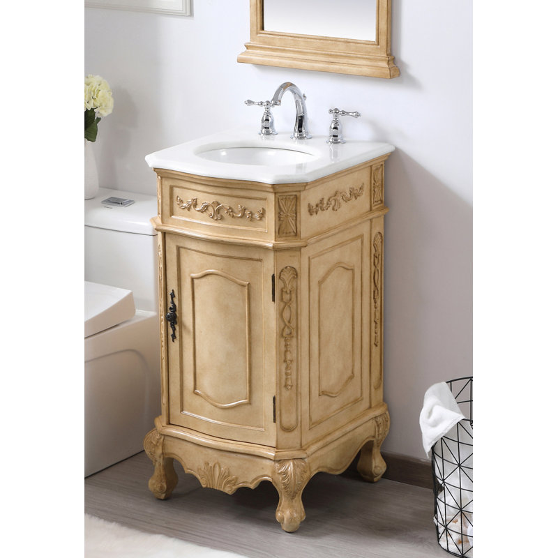 Ensemble de meuble-lavabo simple 19 po Lunette, Beige antique, Blanc ivoire