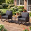 3 Pieces Wicker Rocking Bistro Set Hand-Woven Rattan Outdoor Patio Furniture Set