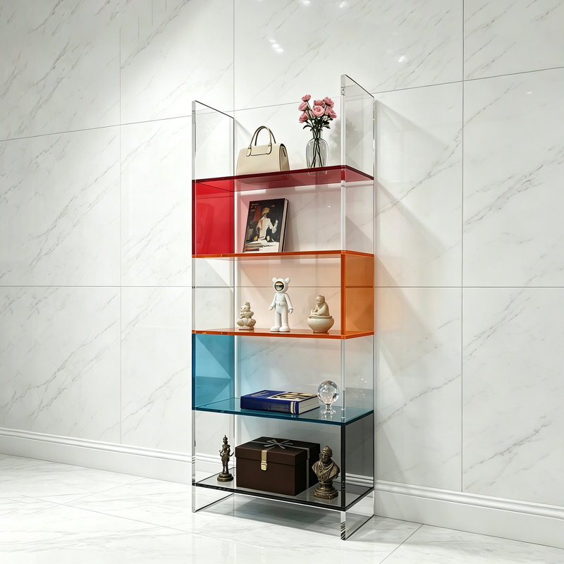 Bibliothèque simple en acrylique à plusieurs couches, H 62,99 po x l 19,69 po x P 11,81 po