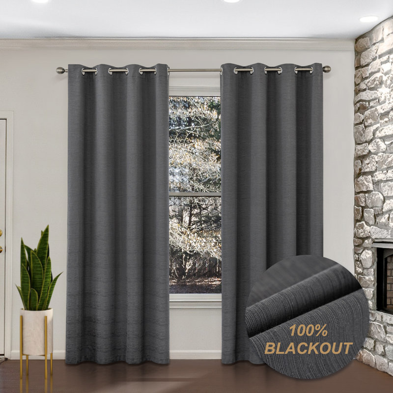 Diaan Blackout Cotton Blend Grommet Curtain Panel Pair (Set of 2), Cream, 52" W x 96" L