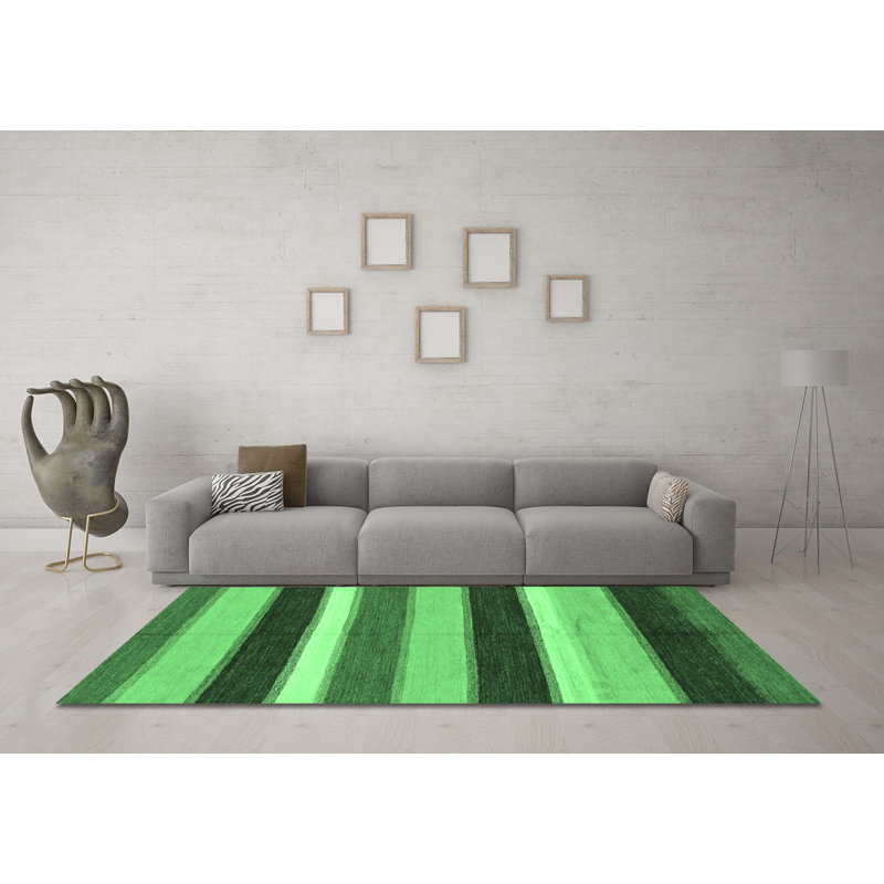 Washable Striped Indoor Rug, Square 4'