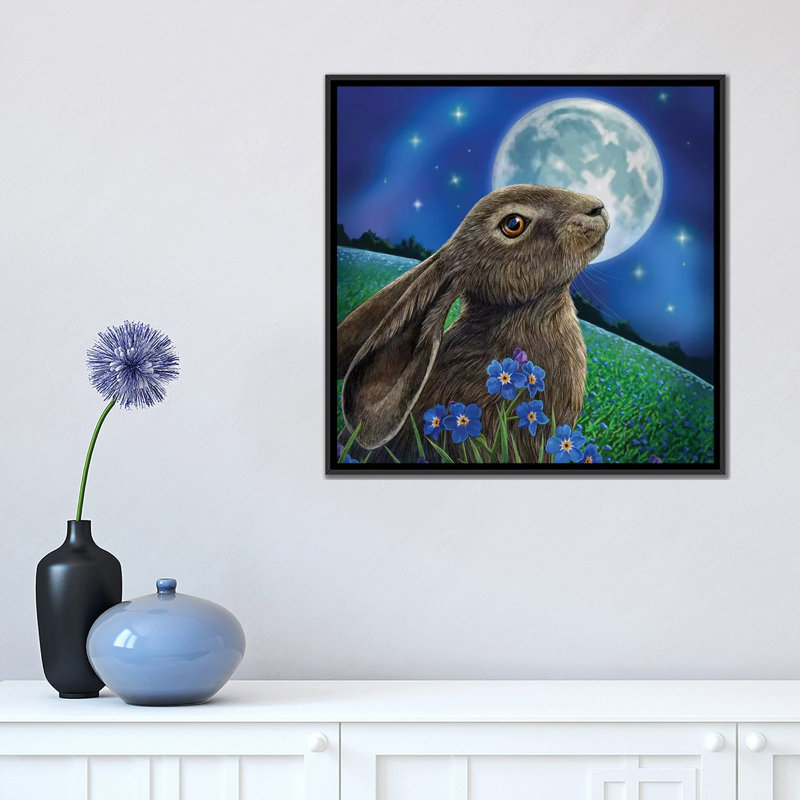 «Moon Gazer», impression sur toile, H 18 po x l 18 po x P 1,5 po, Toile encadrée noire, Pas de tapis