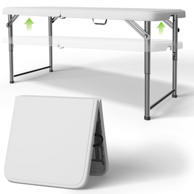 Ortus Collective 4 Foot Folding Table with Black Table Cloth - Quick 2-Position Adjustable Height, 400 lbs Heavy Duty Capacity - Portable Folding Tables for Camping,Indoor & Outdoor Use, 1 Pack