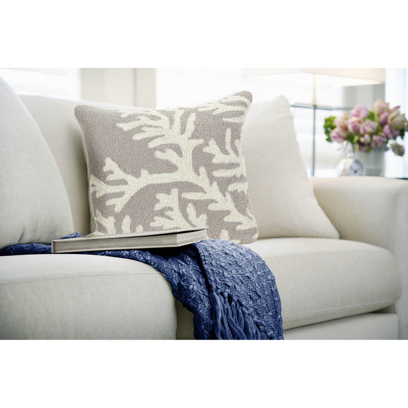  Coral Outdoor Square Pillow Cover & Insert, Silver