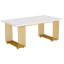 70.9" Modern Executive Desk, Large White Computer Desk With Gold Metal Legs