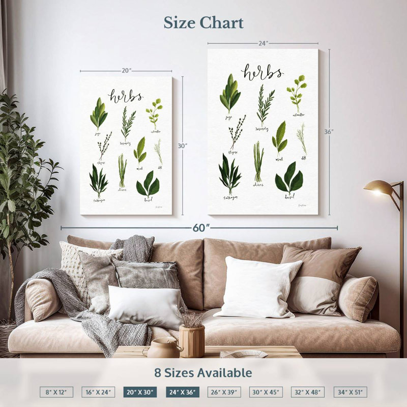 Harnek Herbs I White, 36" H x 24" W