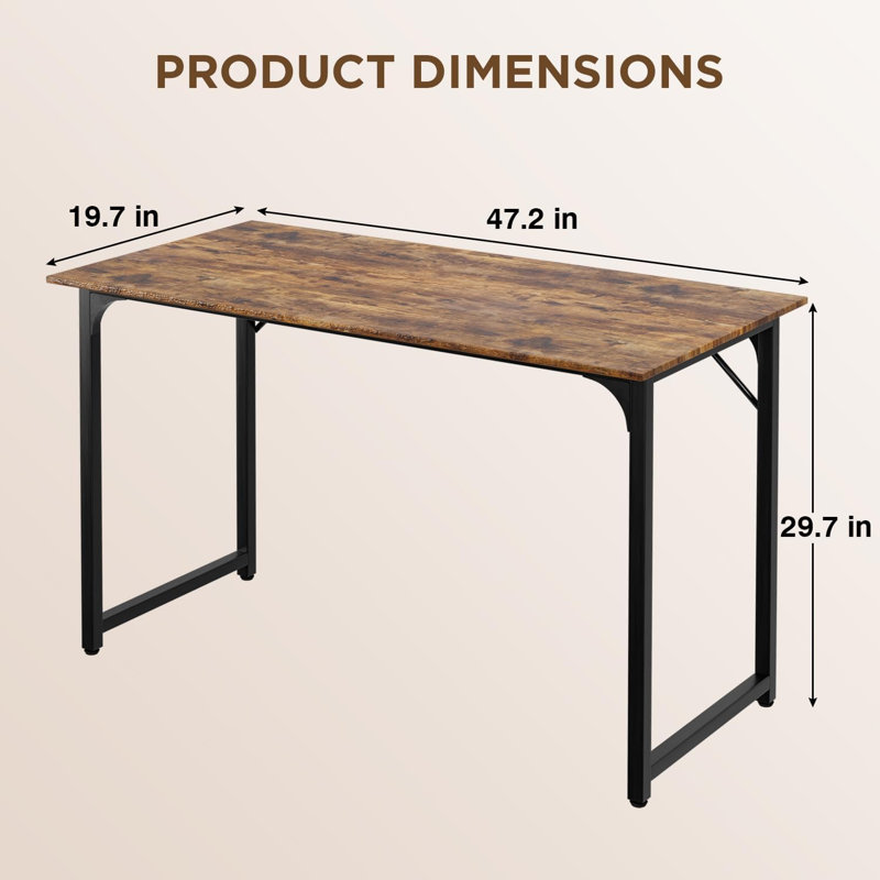 bureau d'ordinateur, Brun / Noir, H 29,7 po x l 47,2 po x P 19,7 po
