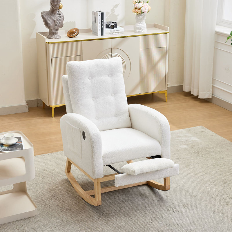 Solid Wood Rocking Chair, White
