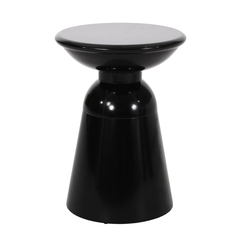 Modern Outdoor Metal End Table - Large, Black Iron With Stable Support And Flared Structure, 15" W X D 20.74" H, No Assembly Required Structure Pedestal,