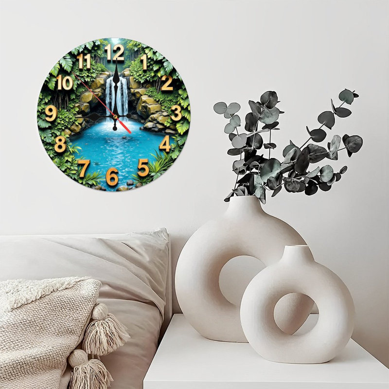 Horloge murale cascade nature sereine