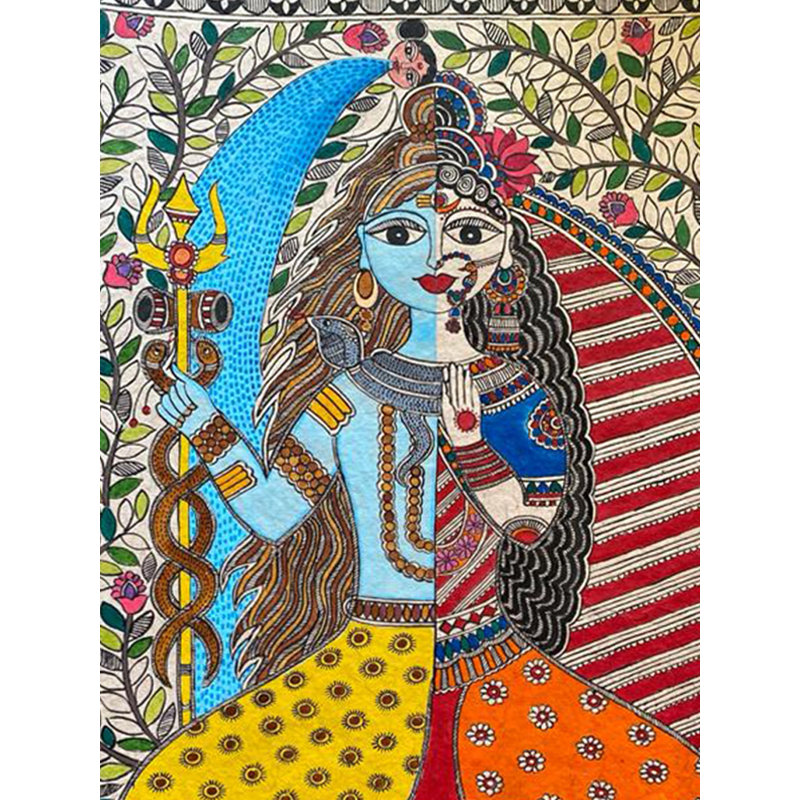 Ardhanarishwara | Acrylique sur papier fait à la main | Par Priti Dalwadi