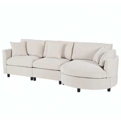 107" Chenille Fabric 3-Piece Sectional Sofa with Curved Chaise and 3 Throw Pillows – Perfect for Living Rooms, Offices, and Apartments