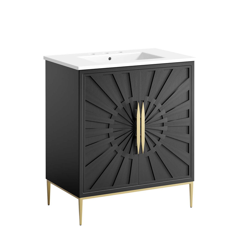 Awaken 30" Black and White Wood Bathroom Vanity