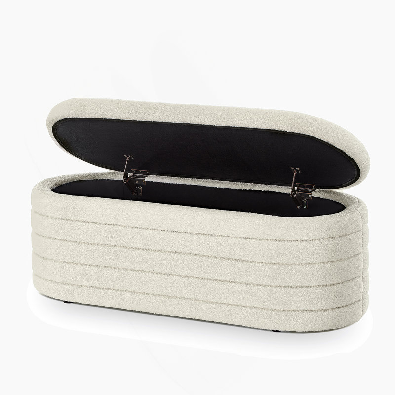 Skandar Storage Ottoman Bench for End of Bed, Cream