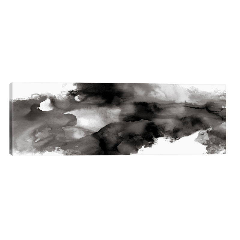 Movement Noir by Daniela Hudson - Panoramic Painting on Canvas, 152.4 cm H x 50.8 cm W x 3.175 cm D, No Frame