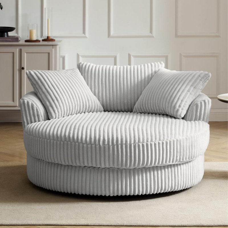 Skyler Upholstered Swivel Armchair, White