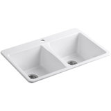 Deerfield 33" L x 22" W Double Basin Drop-In Kitchen Sink with Accessories