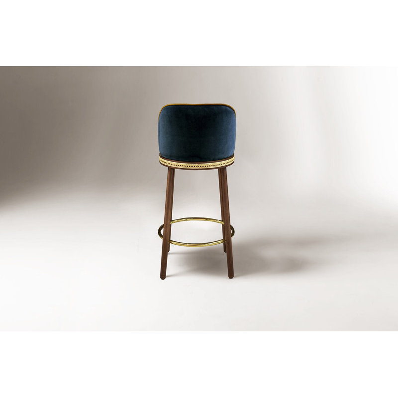 Tabouret de bar et de comptoir Alma, Tabouret de bar (siège d'une hauteur de 30 po), Laiton poli, Méditerranée
