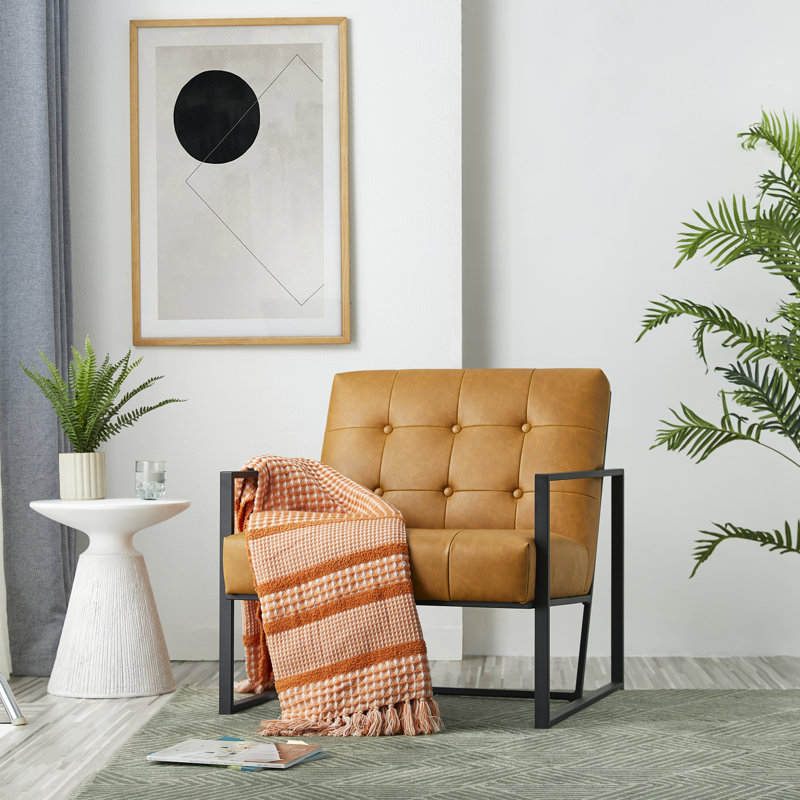 Billings Faux Leather Armchair, Camel Faux Leather