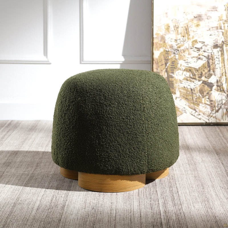 Repose-pieds rembourré en tissu doux entièrement rembourré, Vert olive