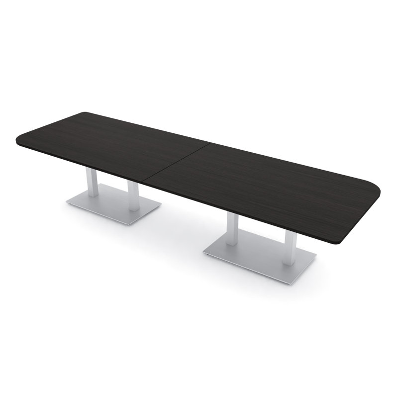 Table de conférence Ogren Duo, L 120 po x l 48 po, Cyprès noir, Argent argent