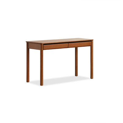 Bureau rectangulaire en bois massif brun noisette avec 2 tiroirs