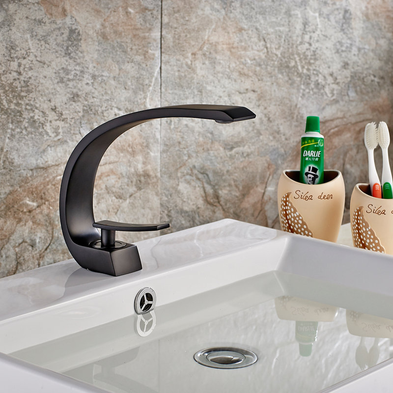 Finish Single-Hole Single-handle Bathroom Faucet, Black