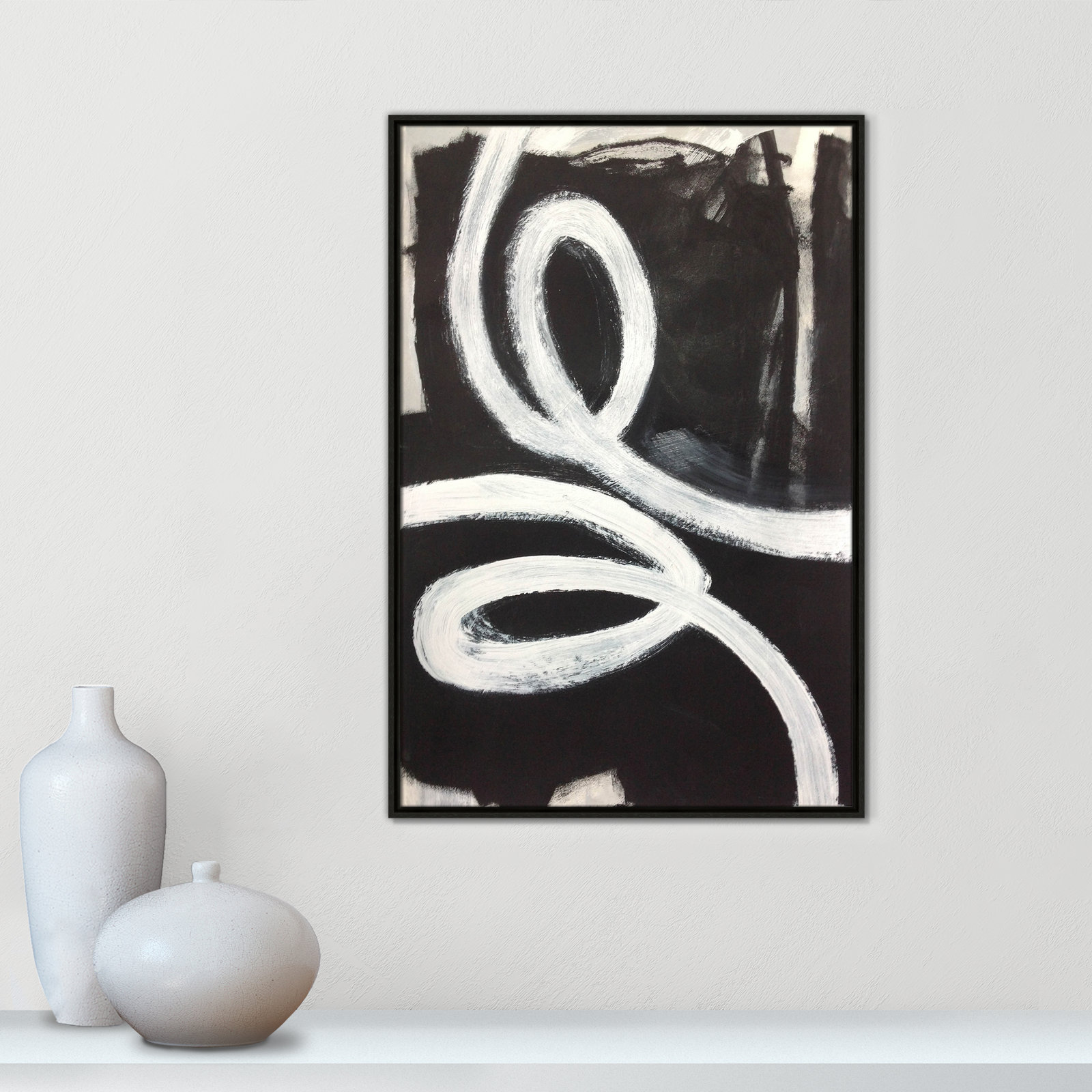 Bronte "Swirly Swirls I" Print, 37.5" H x 25.5" W x 2" D, Espresso Floater Framed, No