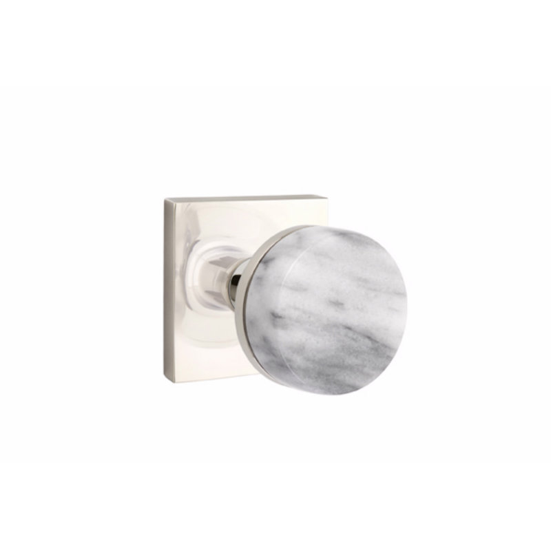 Select Round Knob with Square Rosette, Polished Nickel