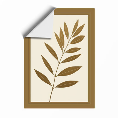 Single Stem in Gold Botanical - Framed Print
