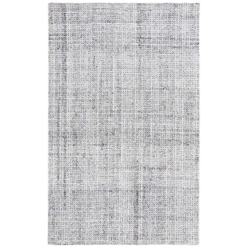 Marisabel Abstract Hand Tufted Pet Yarn/Wool/Cotton Rug in Light Gray/Gray, Rectangle 5' x 8'