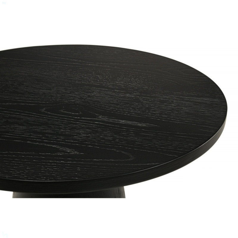 20 po Table de salon ronde en bois avec console et base piédestal, Noir