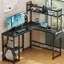 L-Shape Computer Desk 140cm x 50cm x 75cm with Adjustable Storage Rack-1110553119-1084035790-1084035789
