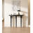39.37" Black Half Moon Solid Wood Console Table-366965231