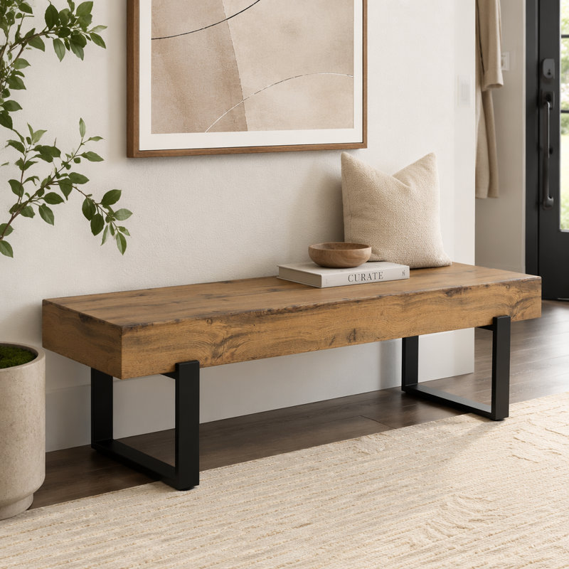 59" Dining Bench, Natural Wood Wash