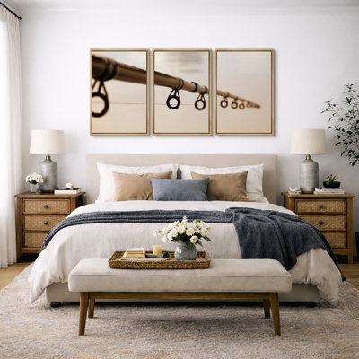 Fishing Rod Against the Water Surface - Wrapped Canvas Graphic Art Print Multi-Piece Image