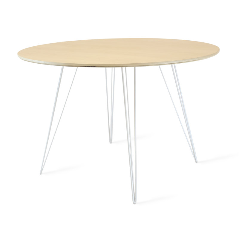 Williams Oval Metal Base Dining Table, White, 30" H x 54" L x 46" W, Natural