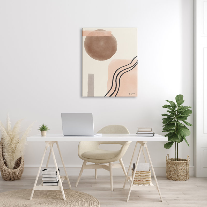 Abstrait paysage du Sud-Ouest, formes géométriques abstraites, style rustique, estampe numérique encadrée, art texturé par Becky Thorns